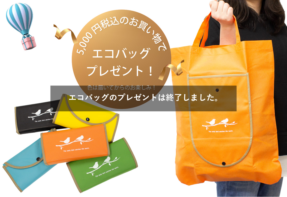 特典1 五千円税込のお買い上げでエコバッグプレゼント色は届いてからのお楽しみ!